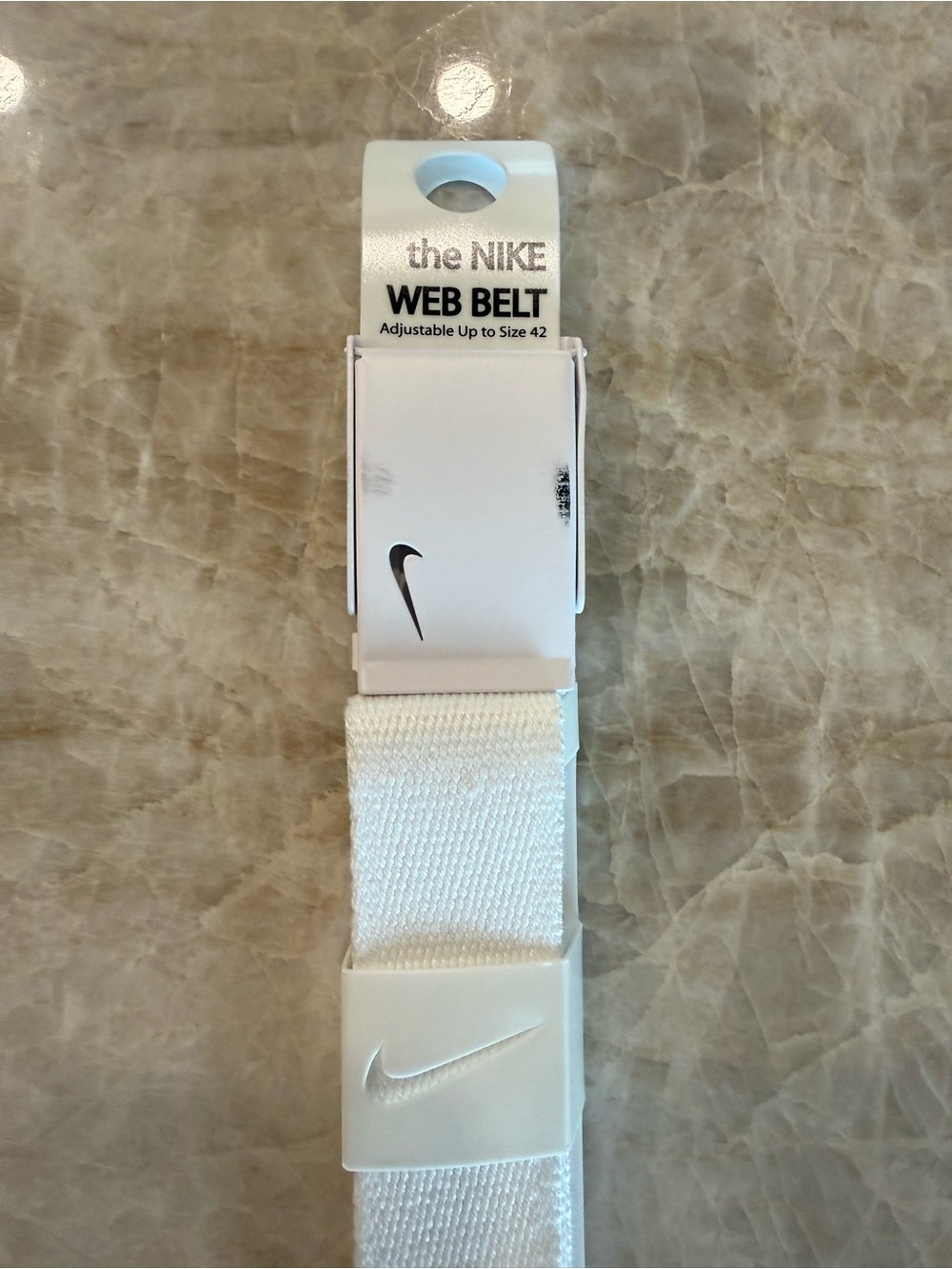 Nike White Woven Web Belt with Branded Buckle